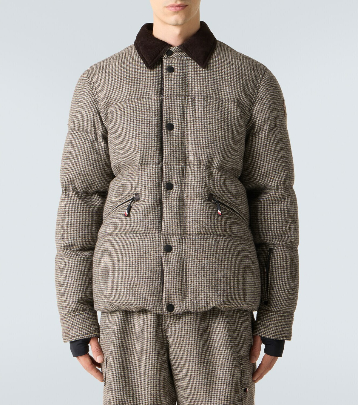 Moncler Grenoble Elgon houndstooth wool down ski jacket