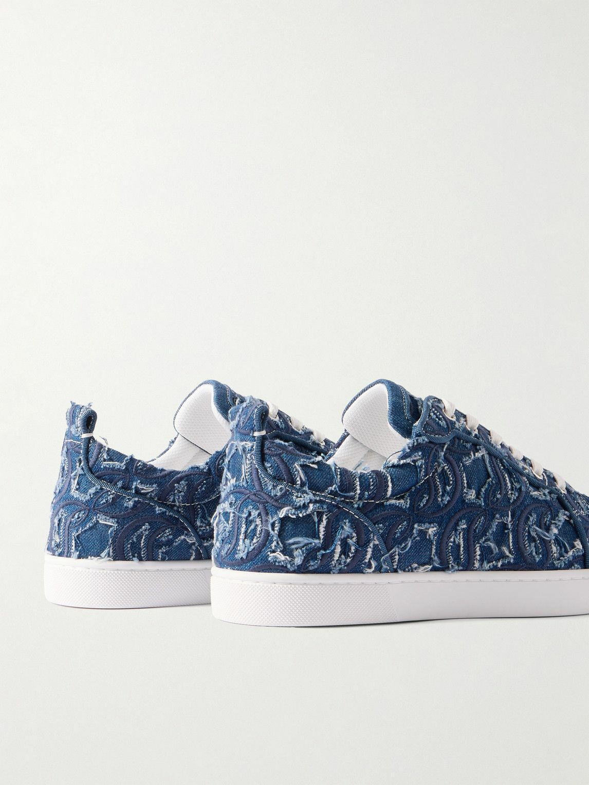 スニーカー Christian Louboutin Frayed Denim Sneakers Christian Louboutin - Louis Junior Grosgrain-Trimmed