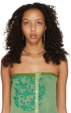 Justine Clenquet SSENSE Exclusive Gold & Green Paloma Necklace