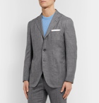 Kiton - Grey Slim-Fit Unstructured Micro-Puppytooth Cashmere, Linen and Silk-Blend Suit Jacket - Gray