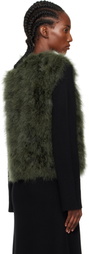 Yves Salomon Green Cropped Feather Vest