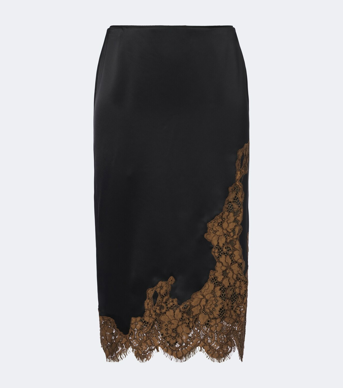 Dorothee Schumacher Shiny Statement lace-trimmed satin midi skirt