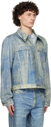 CAMPERLAB Blue Paint Print Denim Jacket