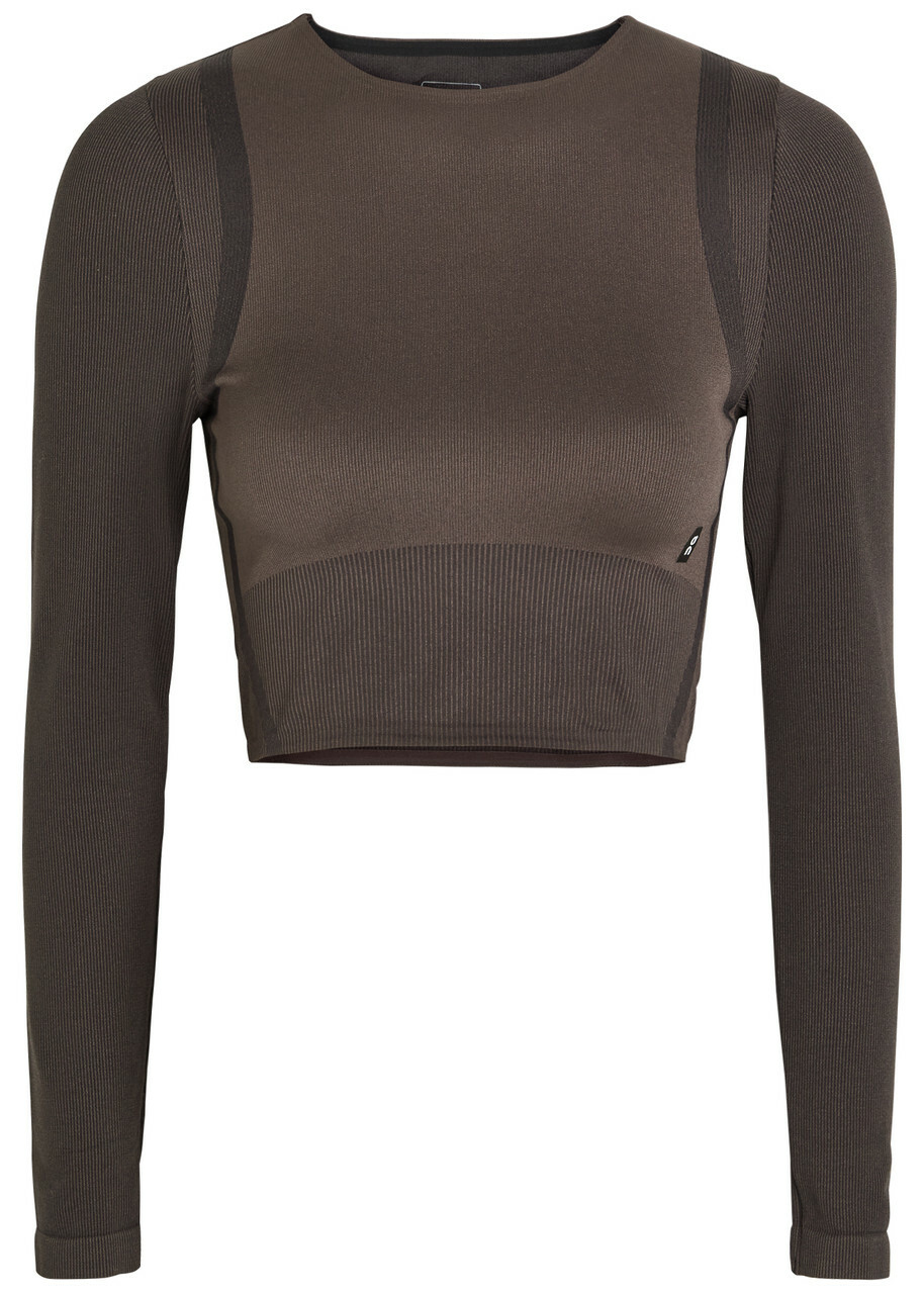 ON Studio Ribbed-jacquard Stretch-knit Crop top Brown