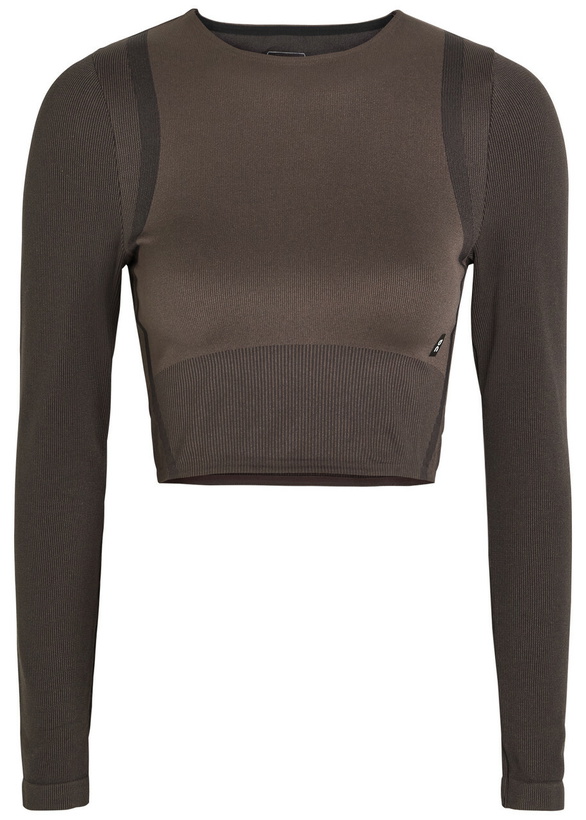 Photo: ON Studio Ribbed-jacquard Stretch-knit Crop top Brown