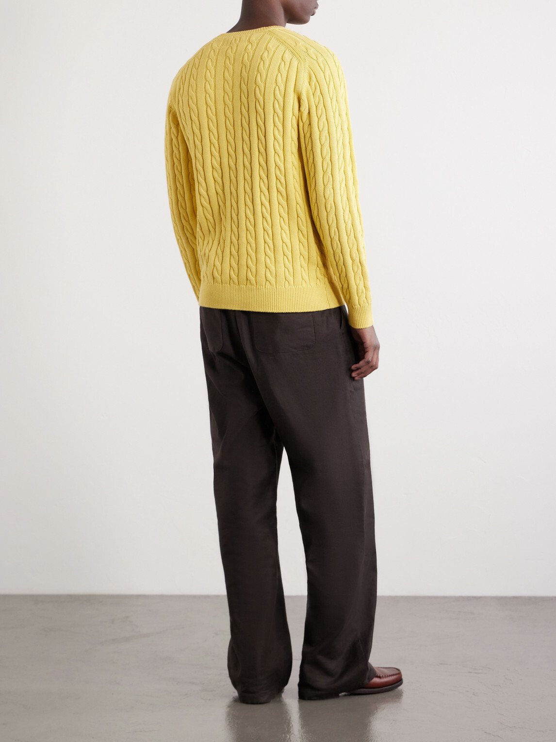 Beams Plus - Cable-Knit Cotton Sweater - Yellow