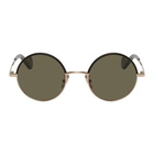 Loewe Gold and Khaki Leather Round Sunglasses