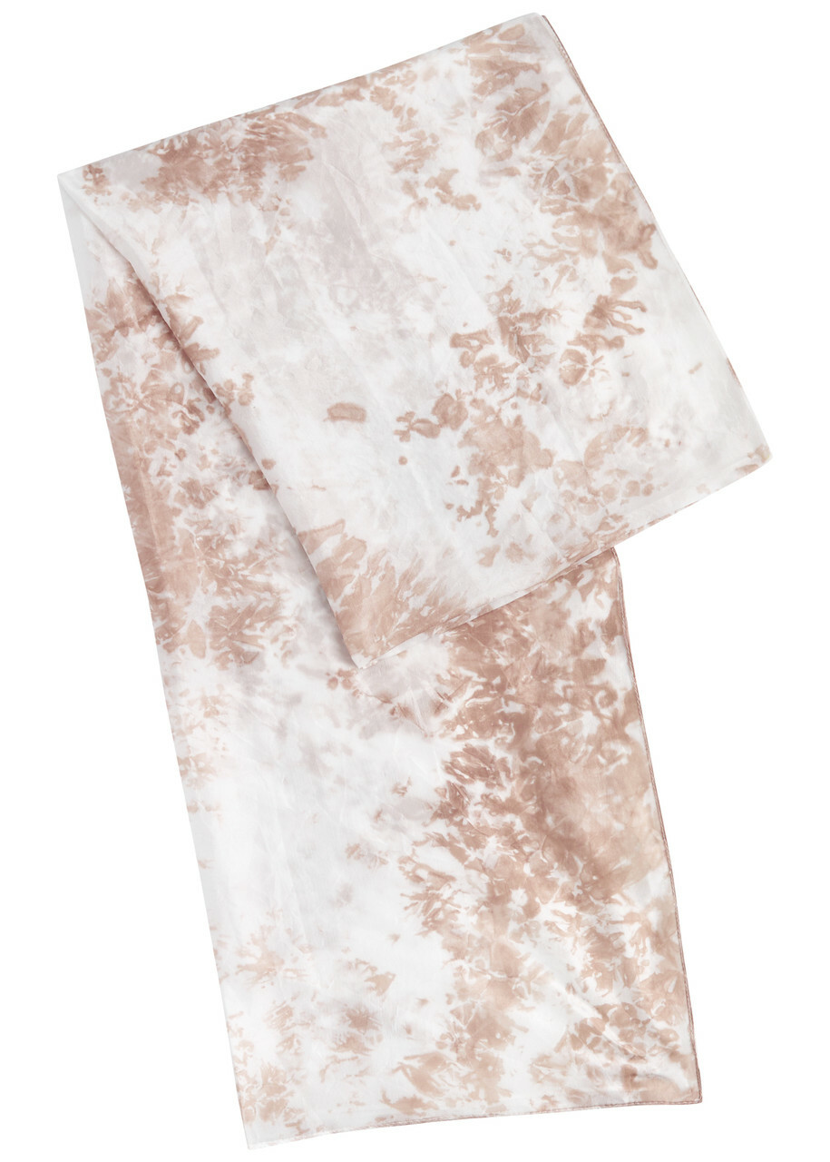 Eileen Fisher Printed Sheer Silk Scarf - Brown - One Size