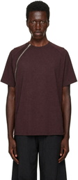HELIOT EMIL Burgundy Sequence Zip T-shirt