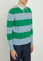 Allude Striped Wool and Cashmere-blend Polo Shirt Green