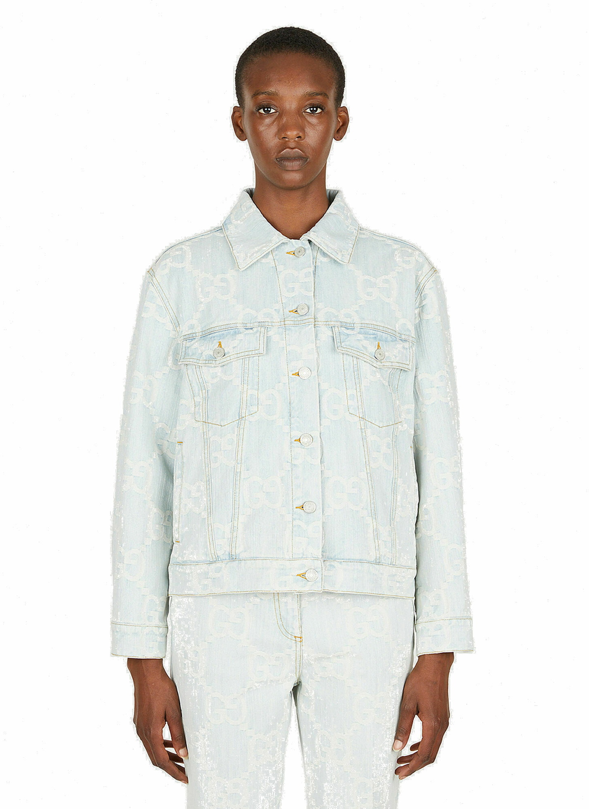 GUCCI Blue Shearling 'L'Aveugle Par Amour' Denim Jacket · VERGLE