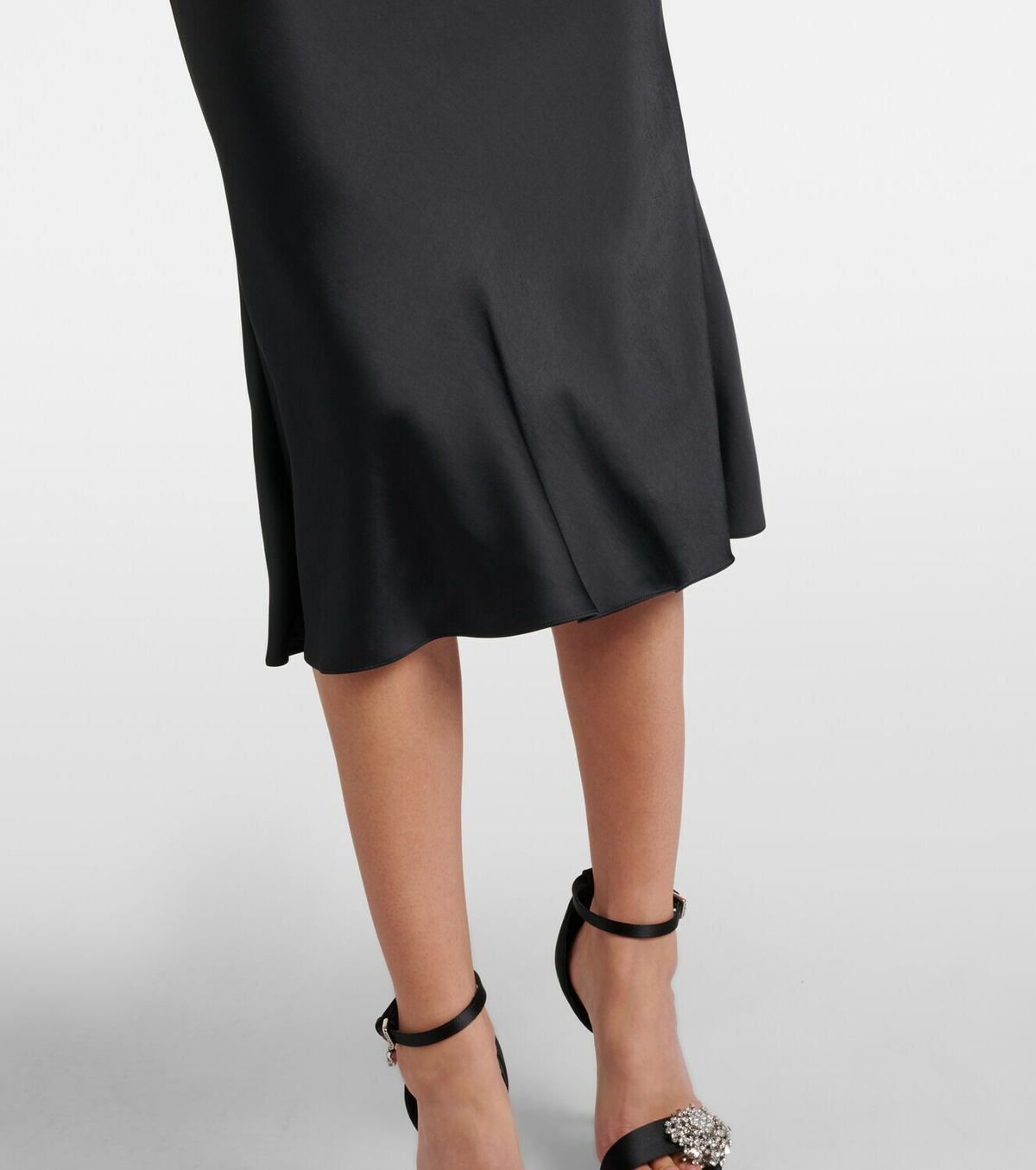 McQueen Draped off-shoulder satin midi dress