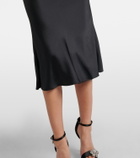 McQueen Draped off-shoulder satin midi dress