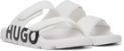 Hugo White Double Touch-Closure Straps Logo Sandals