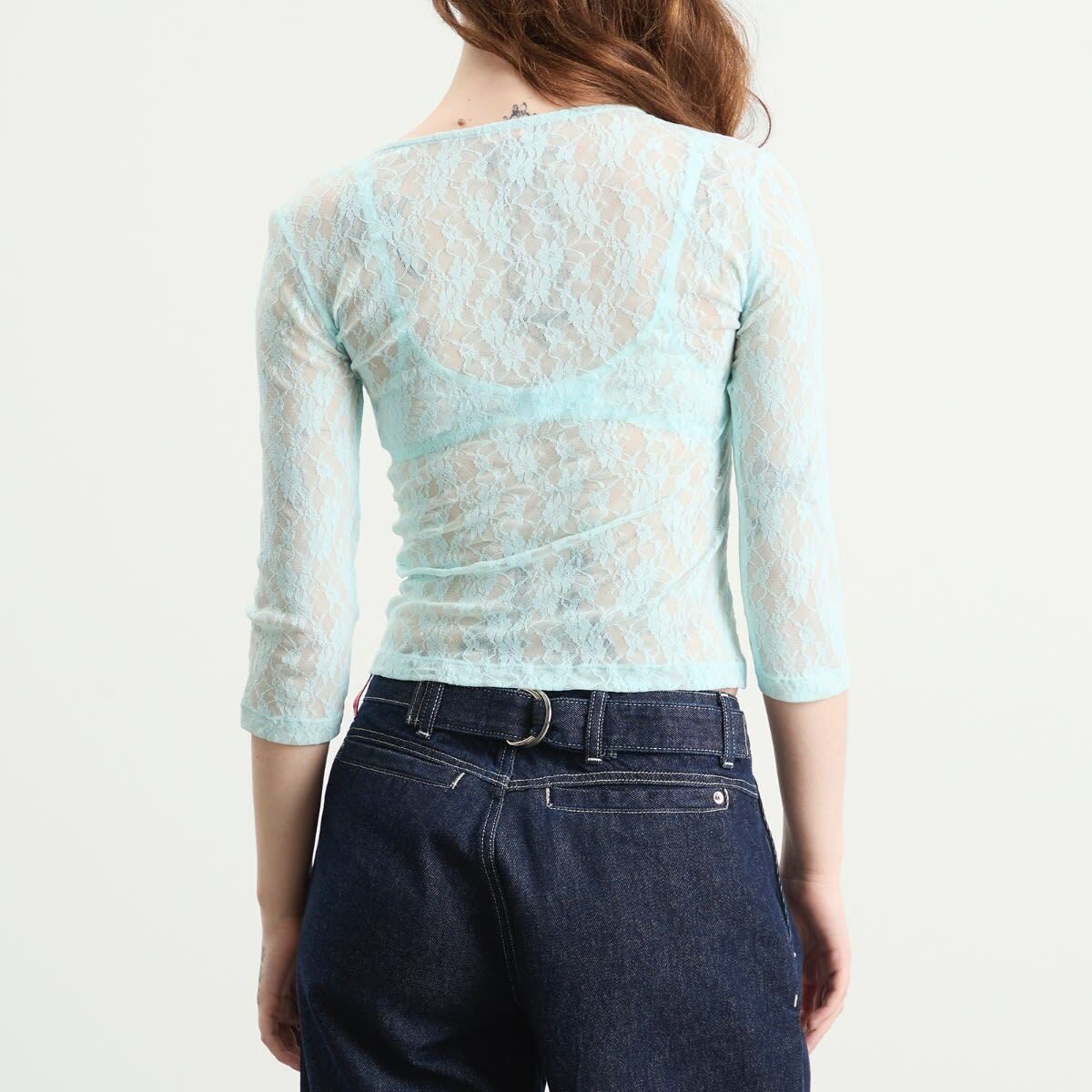 Fruity Booty Women's Lace Wrap Top in Ice Blue