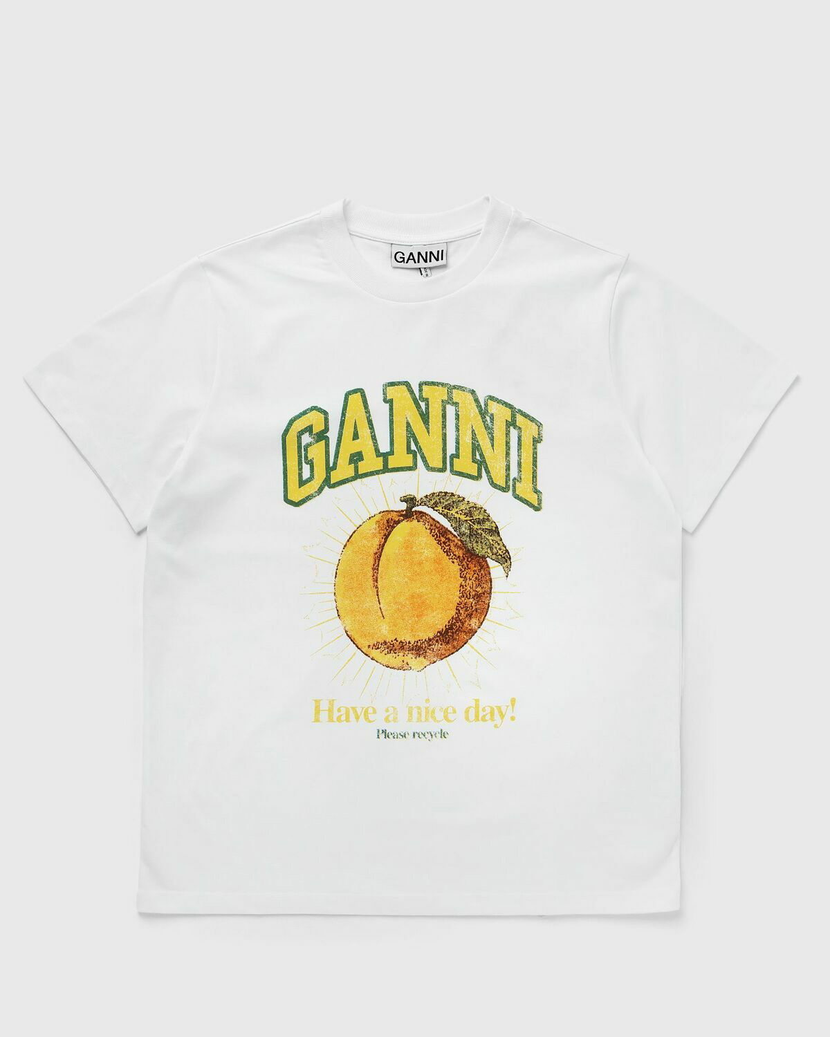 Ganni Basic Jersey Peach Relaxed Tee White - Womens - Shortsleeves GANNI