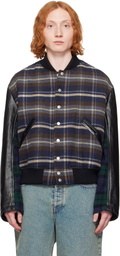 Marine Serre Multicolor Regenerated Tartan Scarves Bomber Jacket