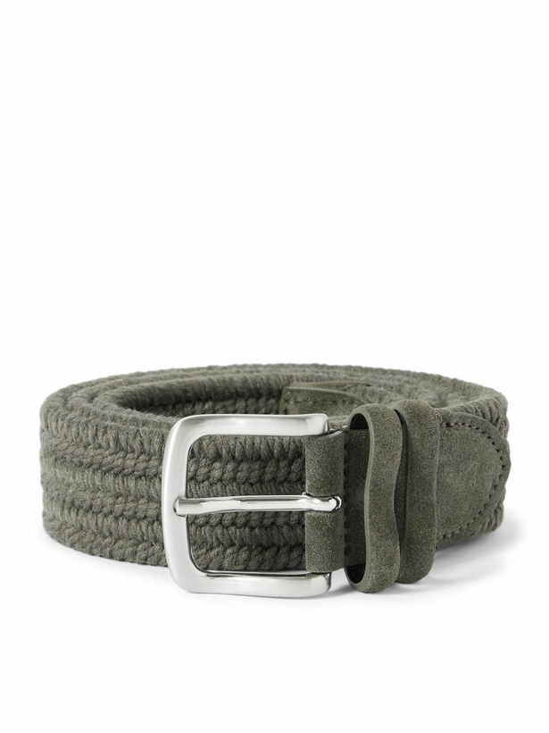 Photo: Mr P. - 3.5cm Suede-Trimmed Woven Belt - Green