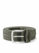 Mr P. - 3.5cm Suede-Trimmed Woven Belt - Green