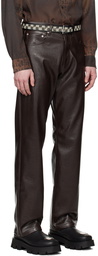 MISBHV Brown Straight-Leg Faux-Leather Trousers