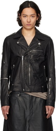 Rick Owens Black Hollywood Bauhaus Stooges Leather Jacket