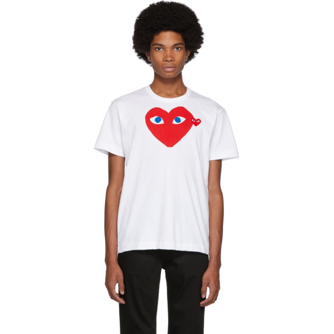 Photo: Comme des Garcons Play White Big Heart Blue Eyes T-Shirt