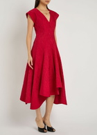 Roksanda Sapha Asymmetric Cloqué Midi Dress Red
