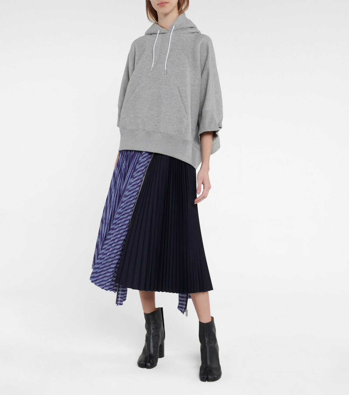 国内より1WEEK【sacai】Cotton Poplin Skirt Sacai - Striped cotton-poplin midi skirt Sacai