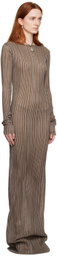 Ludovic de Saint Sernin Brown Pleated Maxi Dress