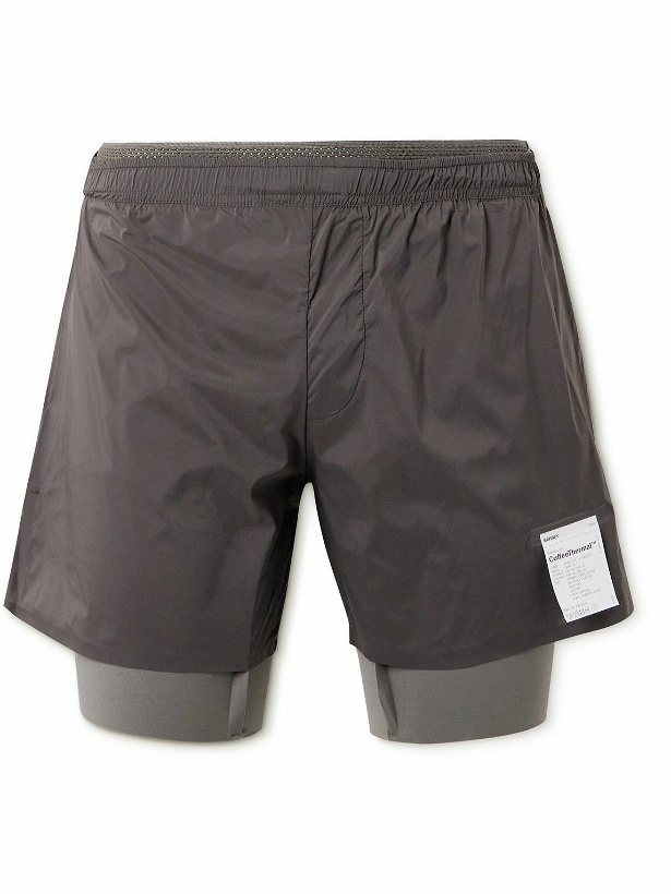 Photo: Satisfy - Straight-Leg Logo-Appliqued TechSilk™ and Justice™ CoffeeThermal™ Shorts - Gray