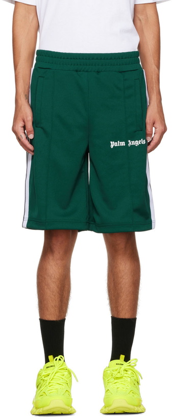 Photo: Palm Angels Green Classic Track Shorts