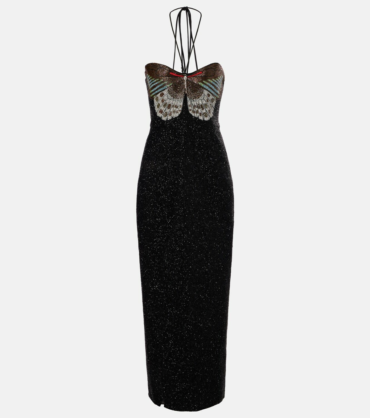 Clio Peppiatt Mariposa embellished halterneck gown