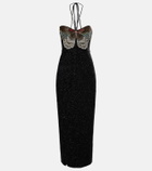 Clio Peppiatt Mariposa embellished halterneck gown