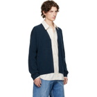 JW Anderson Navy V-Neck Zip-Up Cardigan