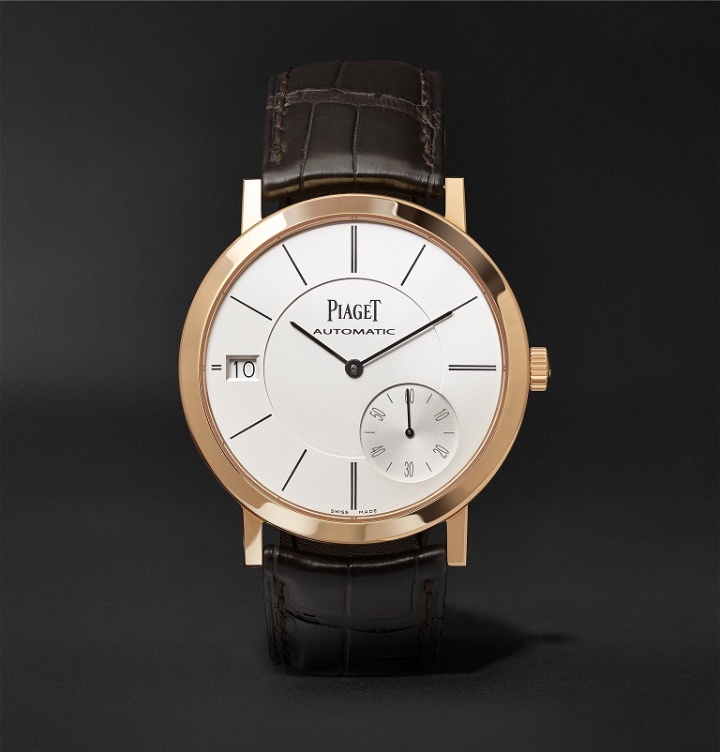 Photo: Piaget - Altiplano Automatic 40mm 18-Karat Rose Gold and Alligator Watch, Ref. No. G0A38131 - Silver