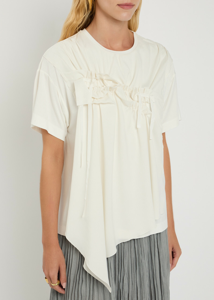 High Mentor Ruffled Jersey T-shirt Cream
