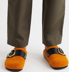 JW Anderson - Leather-Trimmed Felt Backless Loafers - Orange