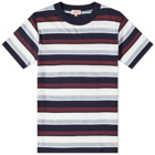 Armor-Lux Men's Jacquard Multi Stripe T-Shirt in Navy/Milk/Cranberry