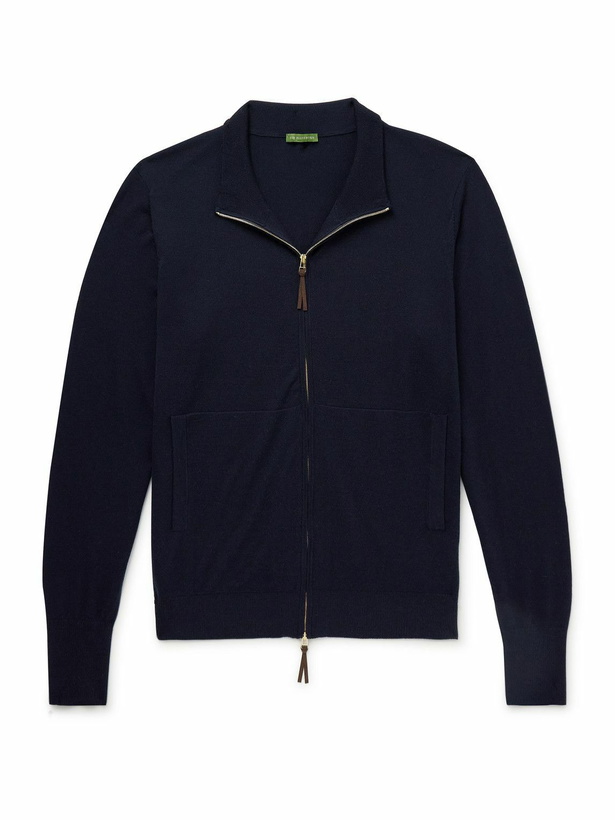 Photo: Sid Mashburn - Slim-Fit Escorial Wool Zip-Up Cardigan - Blue