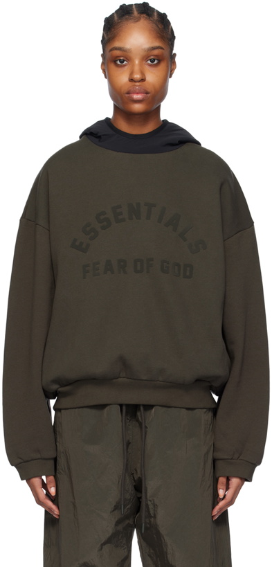 Photo: Fear of God ESSENTIALS Gray & Black Bonded Hoodie