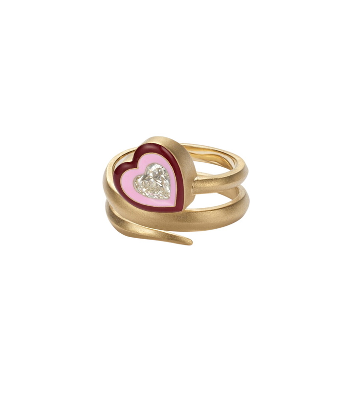 Photo: Kamyen Love Loop 18kt gold and enamel ring with diamond