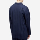 Homme Plissé Issey Miyake Men's Pleated Edge Blazer in Navy