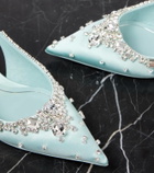 Gucci Crystal-embellished satin slingback pumps