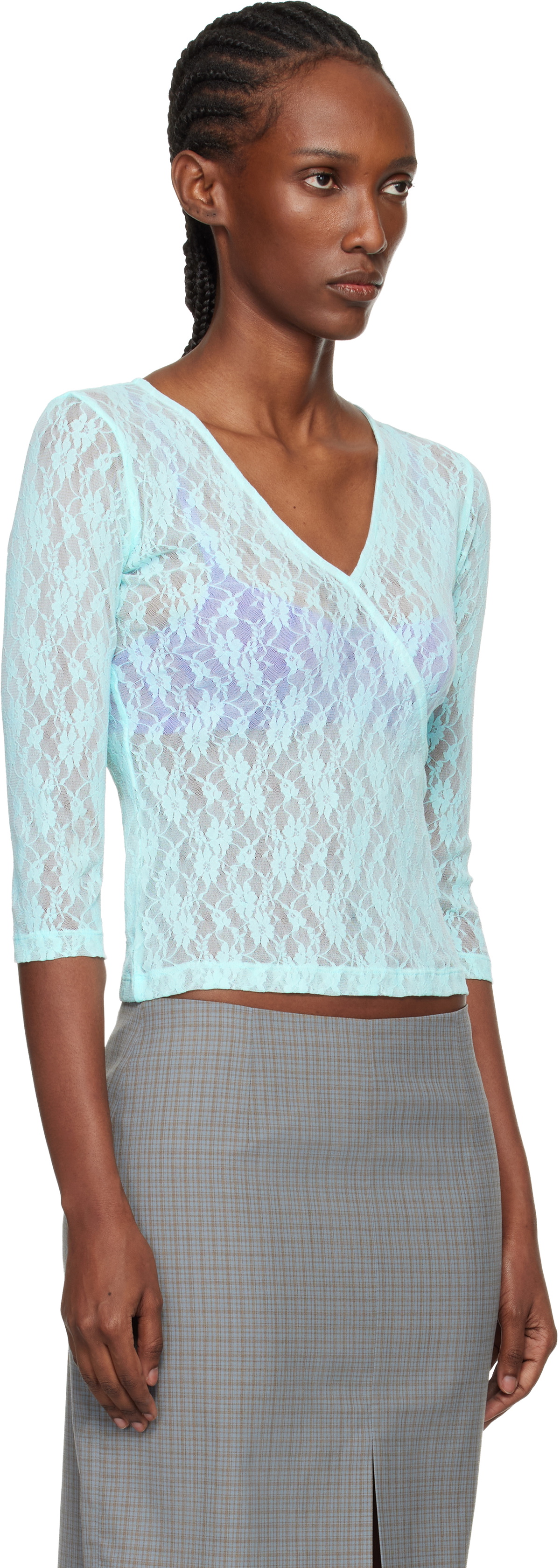Fruity Booty Blue Lace Moss Wrap T-shirt