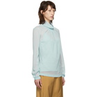 Victoria Beckham Blue Sheer Gathered Blouse