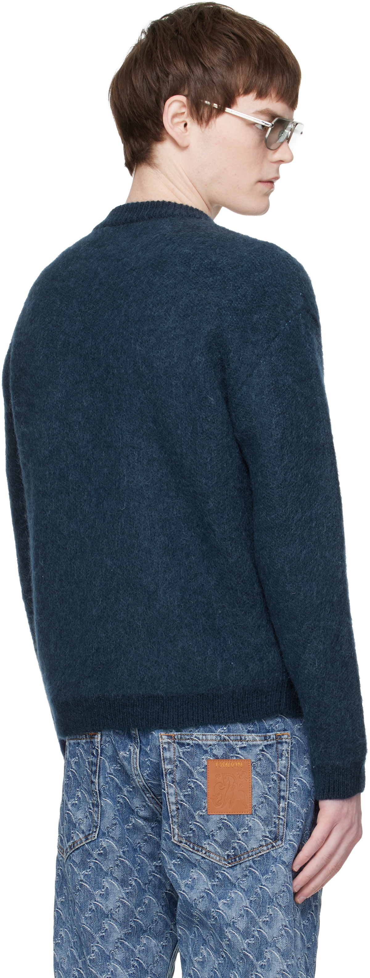 Lanvin Navy Lunar Year Jacquard Mohair Sweater