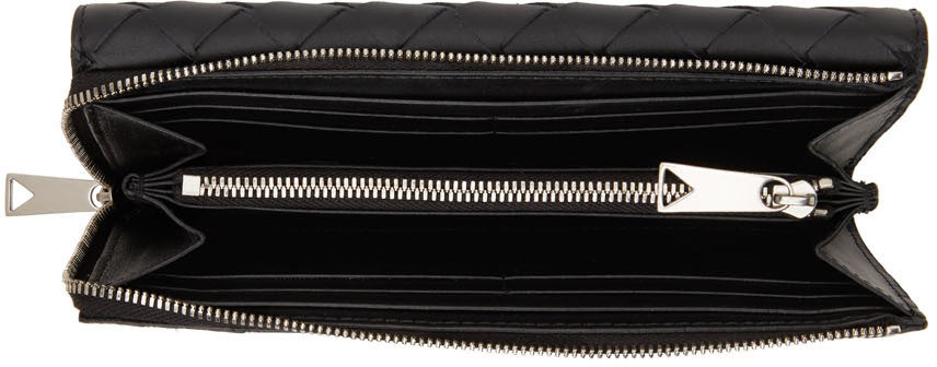 【BOTTEGA VENETA】Intrecciato Zip Bi-Fold Wallet Black Bottega Veneta Black Intrecciato Bi-Fold Zip Wallet Bottega