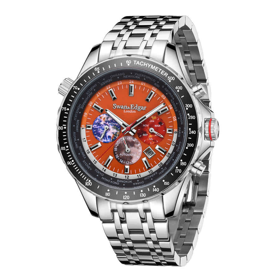 Swan & Edgar World Timer Orange Dial Mens Watch SE01000S