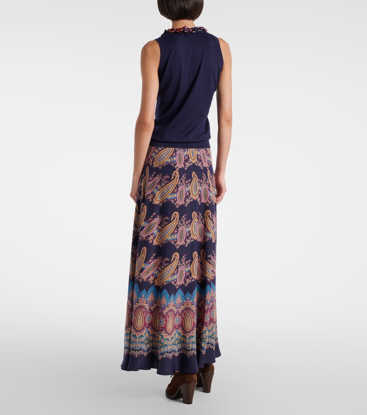 Etro Embellished silk and cashmere top