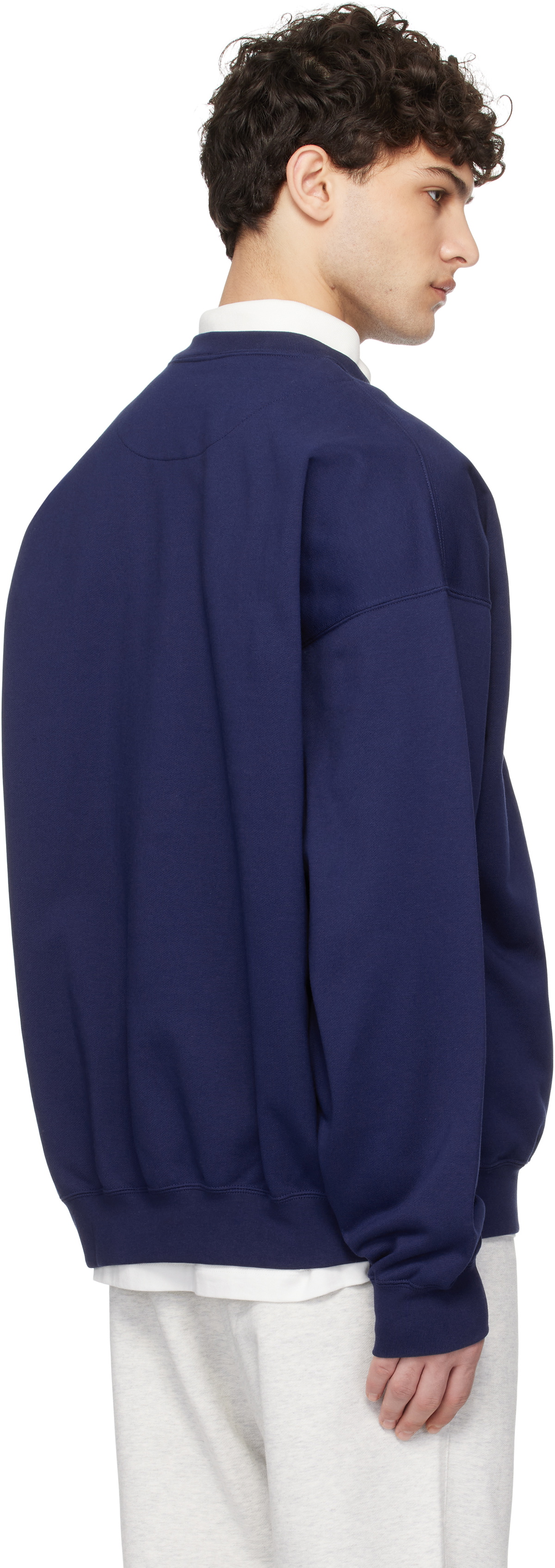 Y-3 Blue Graphic Crew Sweatshirt